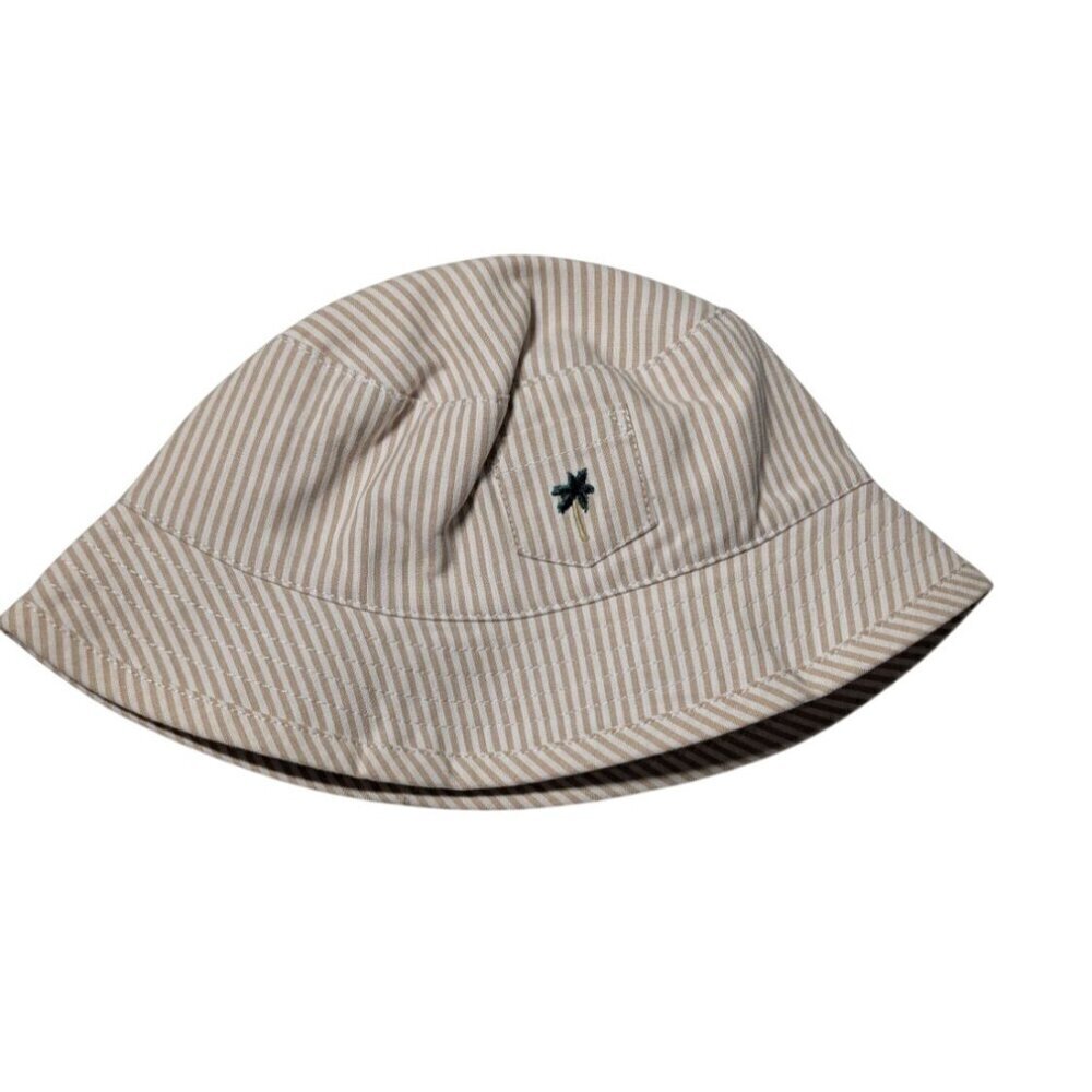 Janie & Jack Baby Sun Hat Bucket Palm Tree Striped 0-3 Months 100% Cotton